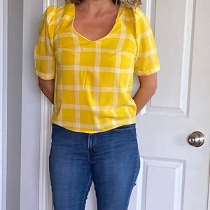 Fun yellow top with shoulder detail